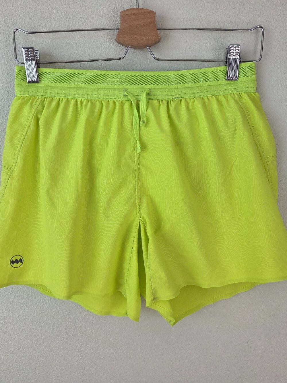 Janji Mens AFO Shorts 5" Size S Neon Yellow Brief Liner Drawstring Running Race